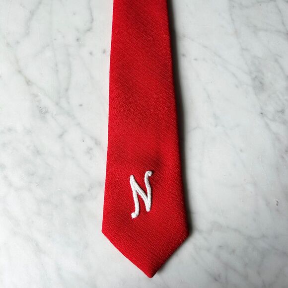 Vintage Nebraska Cornhusker Neck Tie Red White Embroidered N by Story Cravats - Picture 2 of 6
